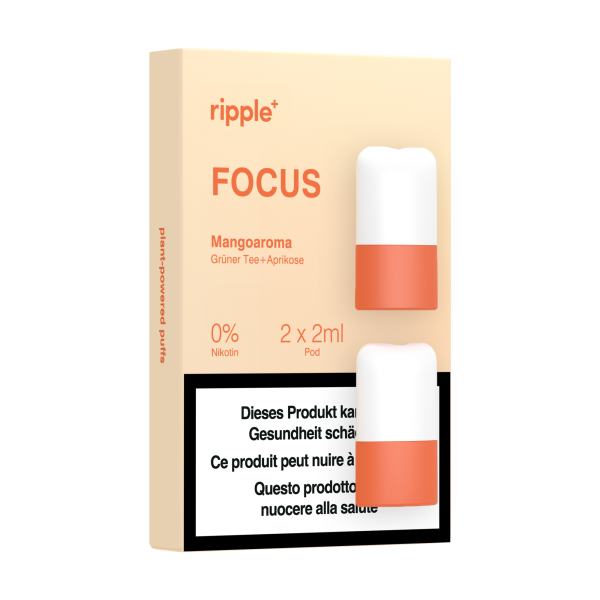 ripple+ FOCUS Pods – Mango, Grüntee & Aprikose
